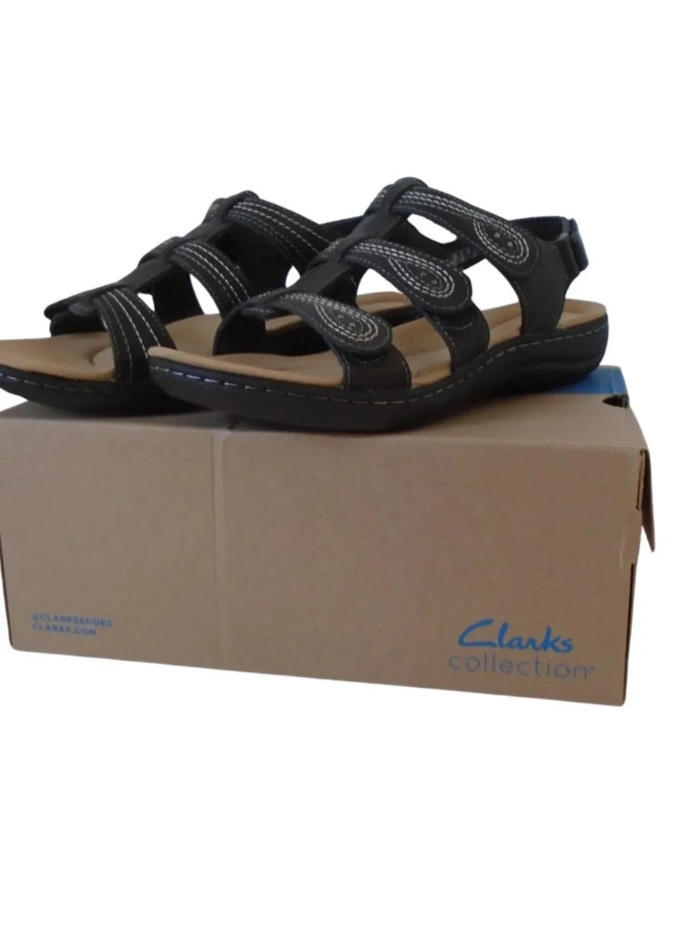 Clarks Laurieann Vine Women's Sandals Wide Width Size 9 Black Leather